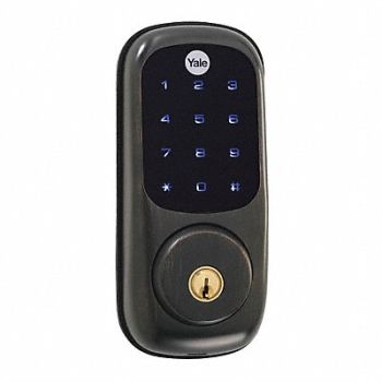 YALE REAL LIVING Electronic Keyless Deadbolt Z-wave Brnze, 39UM44