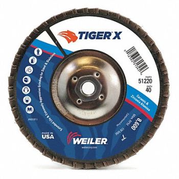 WEILER J1589 Flap Disc 7 in x 60 Grit 7/8 8600 RPM, 39UR77