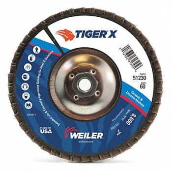 WEILER J1590 Flap Disc 7 in x 80 Grit 5/8-11 8600RPM, 39UR81