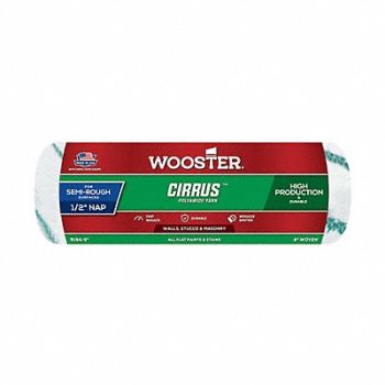 WOOSTER Paint Roller Cover 9 L 1/2 Nap Polyamide, 39UT85