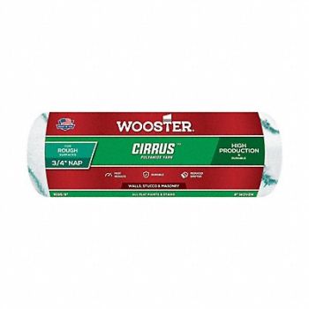 WOOSTER Paint Roller Cover 9 L 3/4 Nap Polyamide, 39UU80