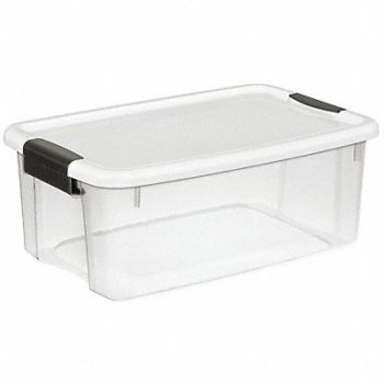 STERILITE Storage Tote Clear/White Polypropylene, 39UV72