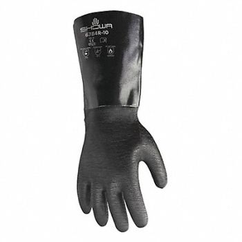 SHOWA H0560 Chemical Resistant Gloves Black Sz 10 PR, 3AC75