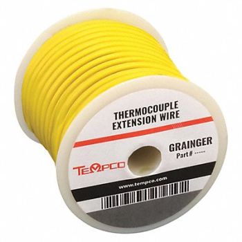 TEMPCO Thermocouple Ext Wire KX 20AWG Yel 100ft, 5ZY36