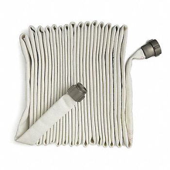 GRAINGER APPROVED Fire Hose 100 ft White Polyester, 3ATP3