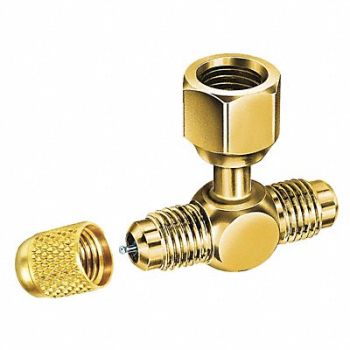 JB INDUSTRIES 1/4 Access Valve Tee w/ Flare Nut PK3, 3AXF6