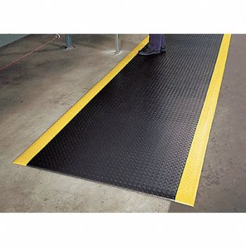 NOTRAX Antifatigue Runner Black YllwBrdr 3x12ft, 3BY51