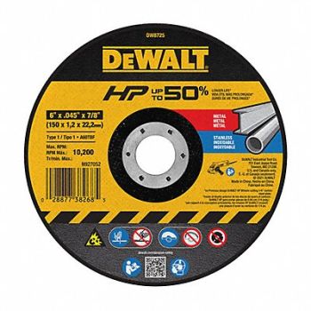 DEWALT CutOff Wheel A60T 6 x.045 x7/8 10200rpm, 3CB32