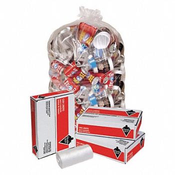 TOUGH GUY Trash Bags 60 gal Clear PK50, 3CCT8