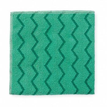 RUBBERMAID COMMERCIAL PRODUCTS Microfiber Cloth 16 x 16 Green PK12, 3CCZ4