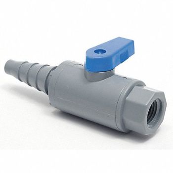 GRAINGER APPROVED PVC Ball Valve Inline FNPT x Barb 3/8 in, 3CGL7