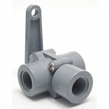 GRAINGER APPROVED PVC Ball Valve 3-Way FNPT x FNPT 1/2 in, 3CHA1