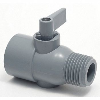 GRAINGER APPROVED PVC Ball Valve Inline FNPT x MNPT 1/2 in, 3CHC8