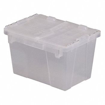 ORBIS Attached Lid Container Clear Solid HDPE, 3CLU7