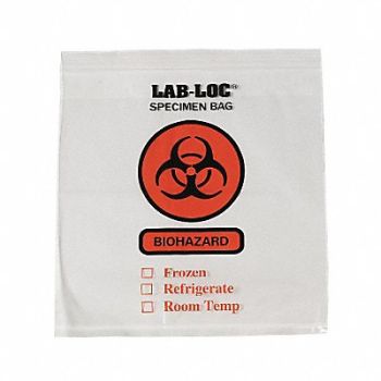 GRAINGER APPROVED Specimen Transfer Bag Clear PK1000, 3CUE8