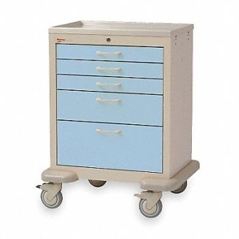 METRO Medical Cart Steel/Polymer Taupe/Blue, 3CWF4