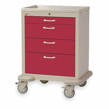 METRO Medical Cart Steel/Polymer Taupe/Red, 3CWF8