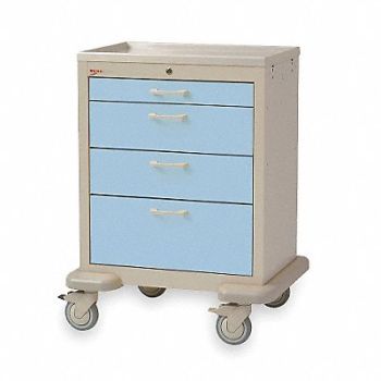 METRO Medical Cart Steel/Polymer Taupe/Blue, 3CWF9