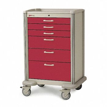 METRO Medical Cart Steel/Polymer Taupe/Red, 3CWG4