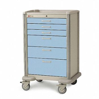 METRO Medical Cart Steel/Polymer Taupe/Blue, 3CWG5
