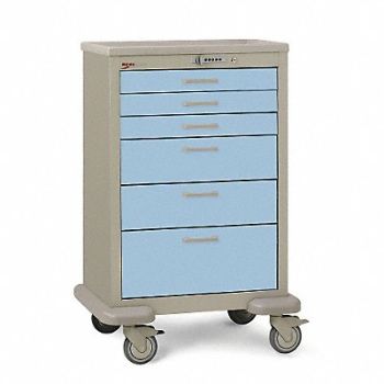 METRO Medical Cart Steel/Polymer Taupe/Blue, 3CWH1