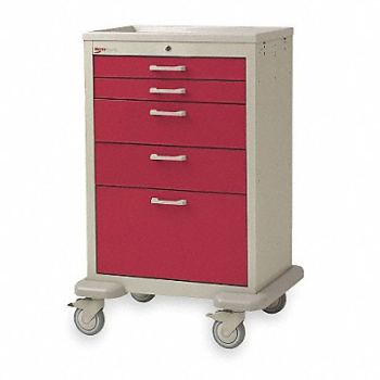 METRO Medical Cart Steel/Polymer Taupe/Red, 3CWH5