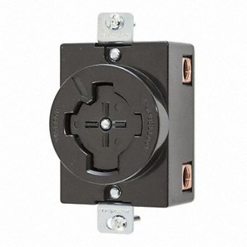 HUBBELL LckRecept 20/30A Blk Thrmpl NoNEMA 1Gng, 3D015