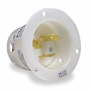 HUBBELL Flanged Inlet 250V 20A L6-20P 2P 3W 1PH, 3D036