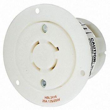 HUBBELL Flanged Locking Receptacle Industrial 20, 3D048