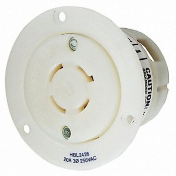 HUBBELL Flanged Locking Receptacle Industrial 20, 3D049