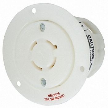 HUBBELL Flanged Locking Receptacle Industrial 20, 3D052