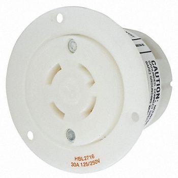 HUBBELL Flanged Locking Receptacle Industrial 30, 3D091