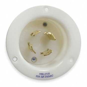 HUBBELL Flanged Inlet 250V 30A L15-30P 3P 4W 3PH, 3D092