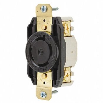 HUBBELL Locking Receptacle Industrial 30 Black, 3D095