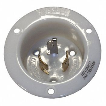 HUBBELL Locking Flanged Inlet 250V 20A 3P 3W, 3D107