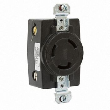 HUBBELL Locking Receptacle Industrial 30 Black, 3D109