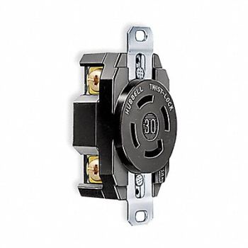 HUBBELL Locking Receptacle Industrial 30 Black, 3D114