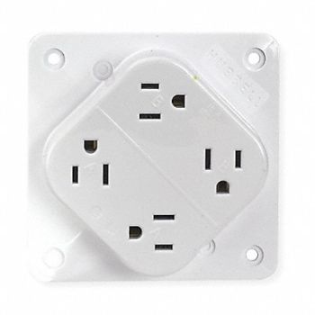 HUBBELL Receptacle Quad 15A 5-15R 125V White, 3D134