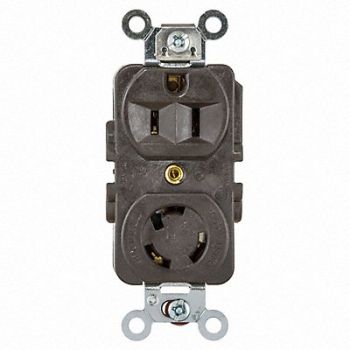 HUBBELL Locking Receptacle 125VAC Brown, 3D171