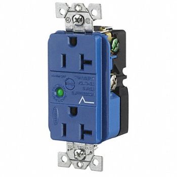 HUBBELL Receptacle Deco 20A 5-20R 125V Blue, 3D205
