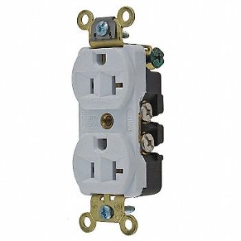 HUBBELL Receptacle Duplex 20A 5-20R 125V White, 3D206