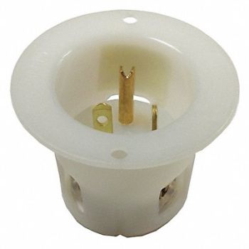 HUBBELL Flanged Inlet White 20 A Round 5-20P, 3D209