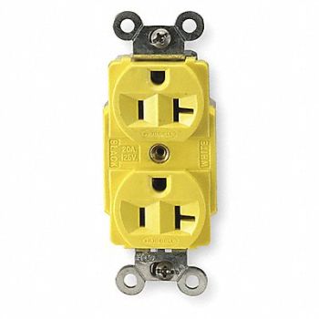HUBBELL Receptacle Duplex 20A 5-20R 125V Yellow, 3D210