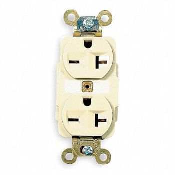 HUBBELL Receptacle Duplex 20A 6-20R 250V Ivory, 3D212