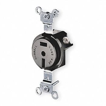 HUBBELL Receptacle Single 20A 2-20R 250V Black, 3D213