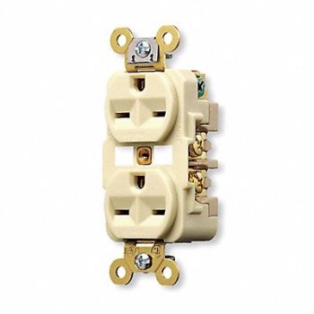 HUBBELL Receptacle Duplex 15A 6-15R 250V Ivory, 3D220