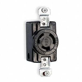 HUBBELL Locking Receptacle Industrial 20 Black, 3D243