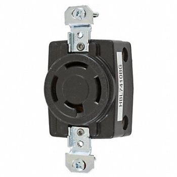 HUBBELL Locking Receptacle Industrial 20 Black, 3D246