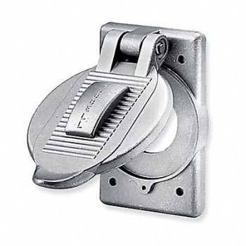 HUBBELL WIRING DEVICE-KELLEMS Weatherproof Cover Self Closing Aluminum, 3D249