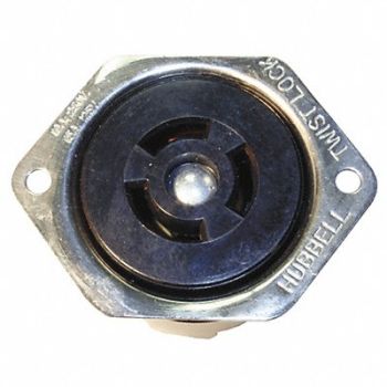 HUBBELL Flanged Locking Receptacle Industrial, 3D263